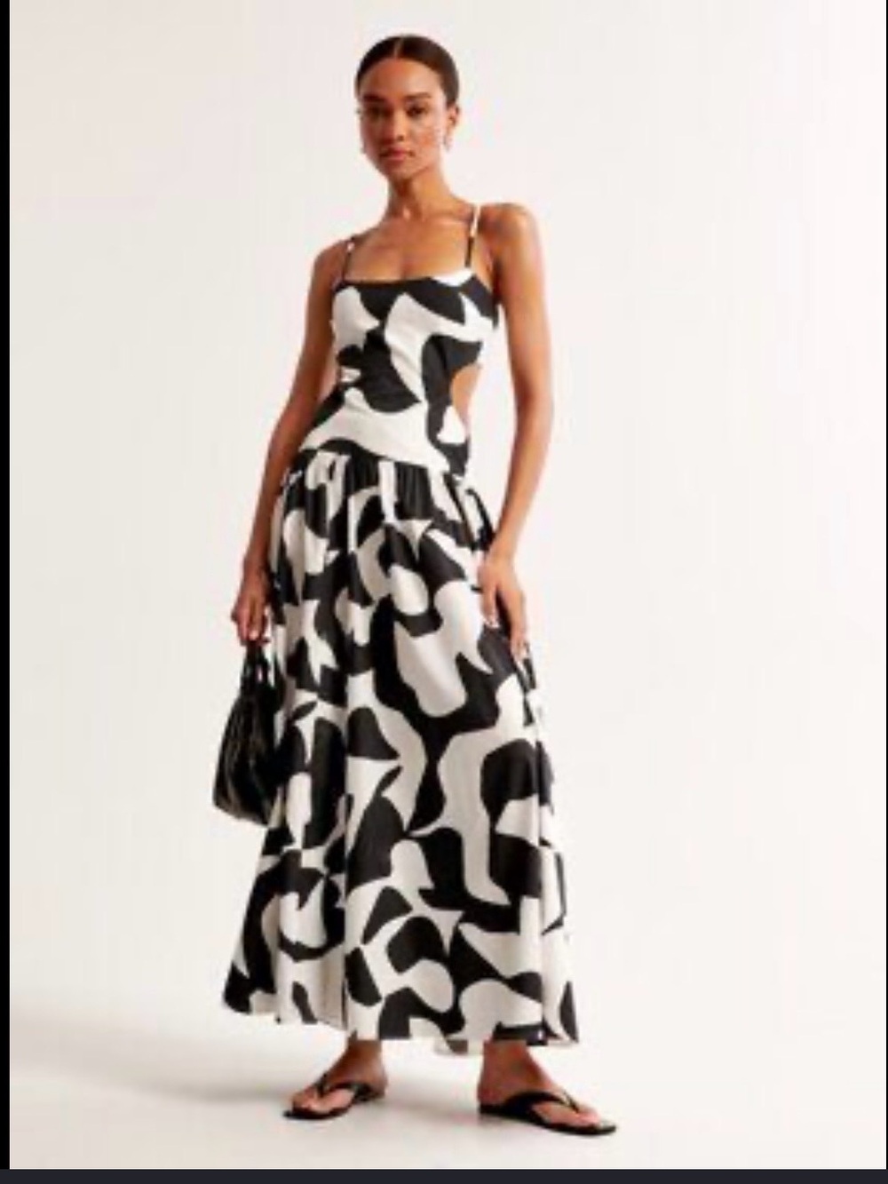 Abercrombie & Fitch Black and White Abstract Cutout Maxi Dress